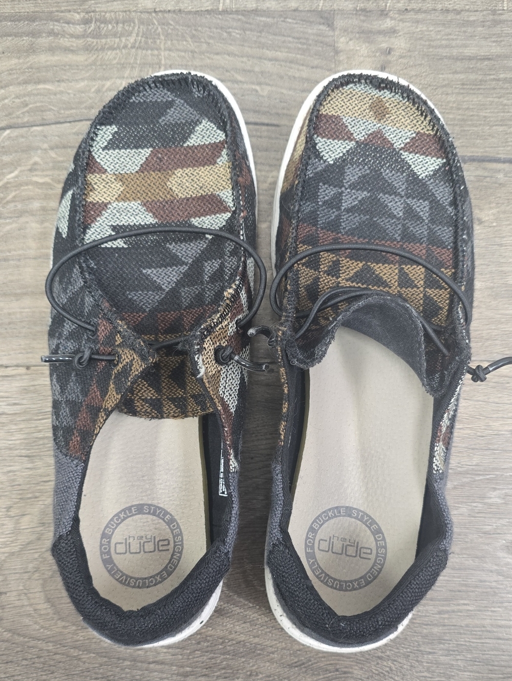 Hey Dude Mosaic Geo Knit Slip-On in Black, Brown, Tan